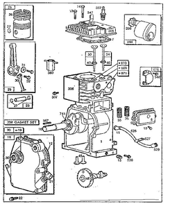 Cylinder Assembly Diagram and Parts List for 80212  Briggs and Stratton Engine
